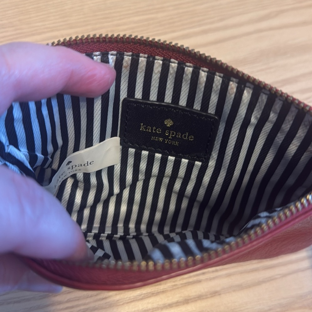 Kate Spade Zippered Wristlet Coin Pouch Burgundy - Picture 5 of 7